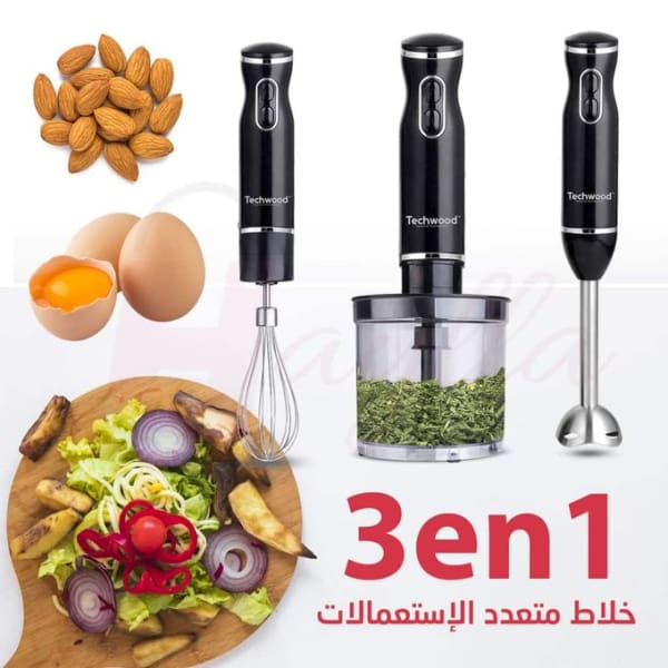 Mixeur plongeant TECHWOOD 3 en 1 noir et inox 600W (TMS-9666) Mixeur plongeant TECHWOOD 3 en 1 noir et inox 600W (TMS-9666)